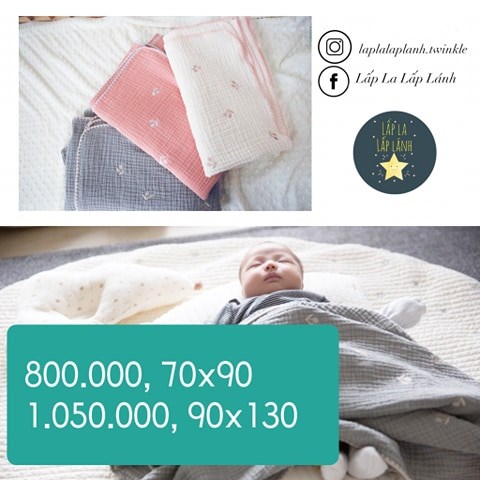 Naturestitch Chăn Vải Họa Tiết Cherry Hồng Nền Trắng Viền Hồng 90x130cm