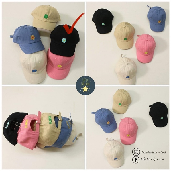 Rangubebe Nón lưỡi trai hoa cúc Đen