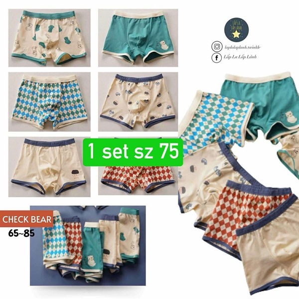 Bulledor Set chip đùi 6p Check Bear size 75