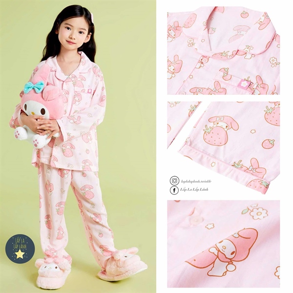 Spaokids Set pyjama Melody dài tay cổ V size 130