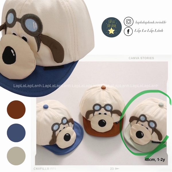 Rangubebe Nón mặt cún xanh lá