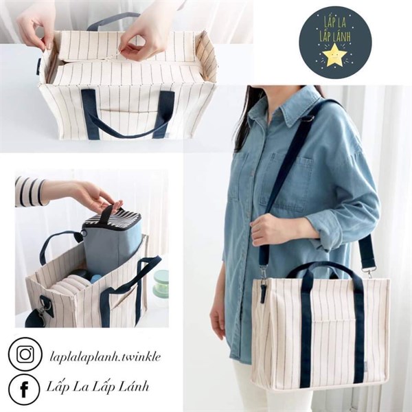 Conitale Túi bỉm sữa Navy Life White Stripe size L