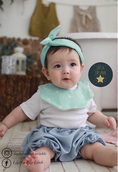 Yếm Vải Uidong Chấm bi Xanh Lá