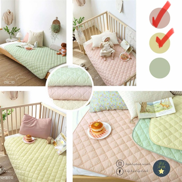 Prielle Lót chống thấm Caro vàng size S size 75x100