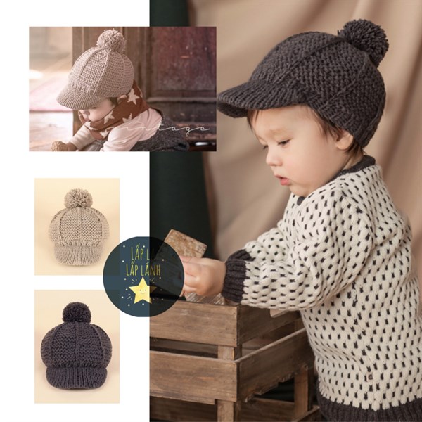 Happy Prince Nón cap len quả bông Beige