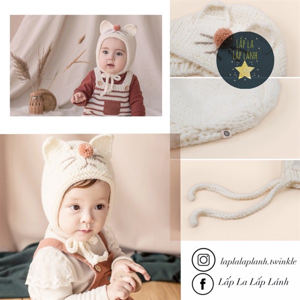 Happy Prince Nón len dây buộc mặt Mèo Trắng