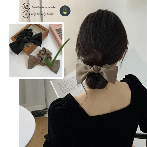 Byladies Scrunchies nơ trái tim Beige