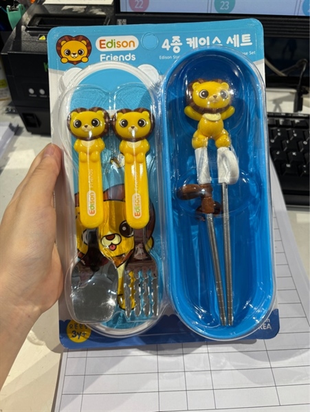 Edison Set muỗng nĩa đũa Sư tử kèm hộp