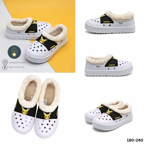 Shoelamode Giày nhựa lót lông Pokemon