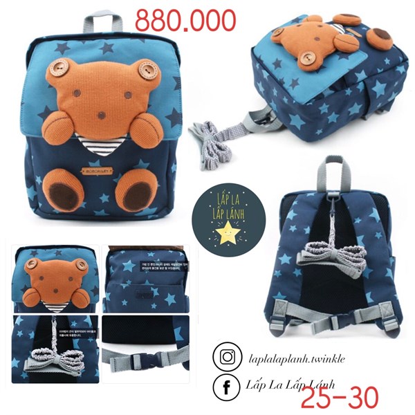 Winghouse Balo sao xanh gấu nâu vuông