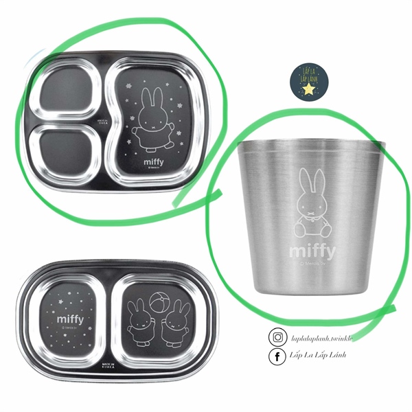 Dongyang Khay inox 3 ngăn thỏ miffy ngôi sao