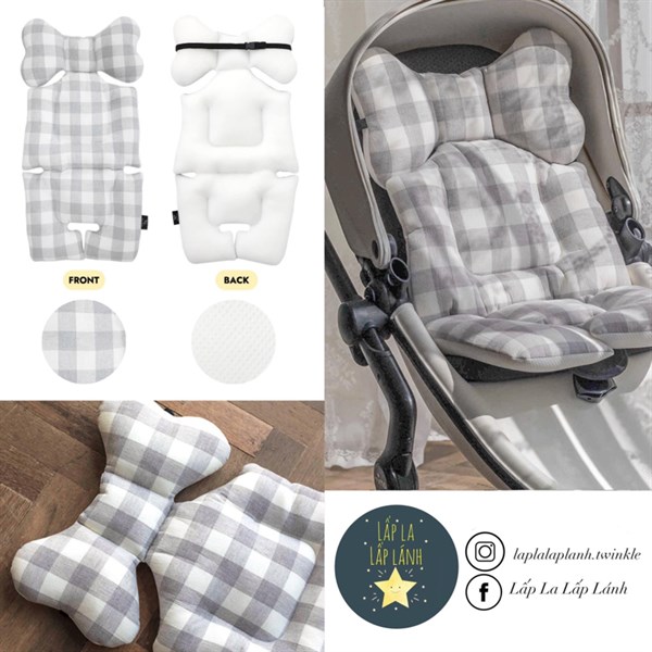 BILY Nệm lót xe đẩy Check Grey Lớn