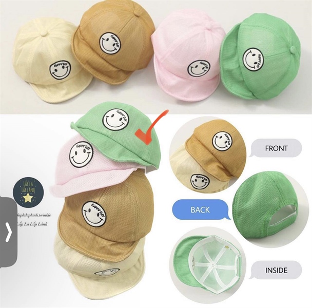 Rangubebe Nón mặt cười xanh lá