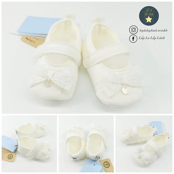 Tartine Giày vải nơ trắng ren