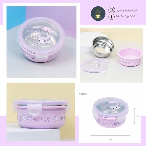 Lilfant Hộp cơm Kuromi shape tròn
