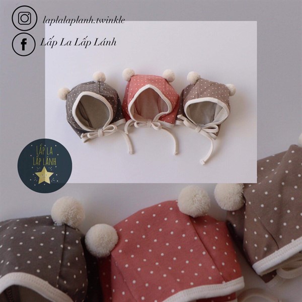 Peekaboo Mũ dây quả bông Chấm bi Xám freesize đến 18m