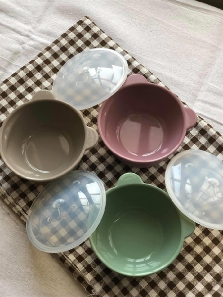 Modui Chén gấu Silicone có nắp Mint
