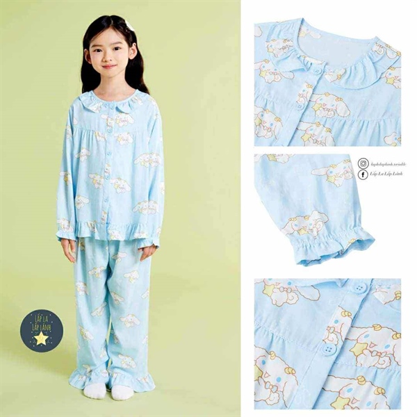 Spaokids Set pyjama Cinnamoroll dài tay cổ bèo size 130