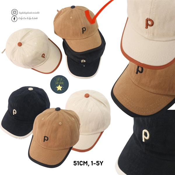 Rangubebe Nón chữ P màu nâu