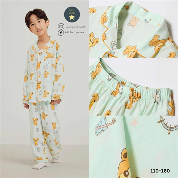 Spaokids Set pyjama SPPPF49KU2 dài tay cổ V