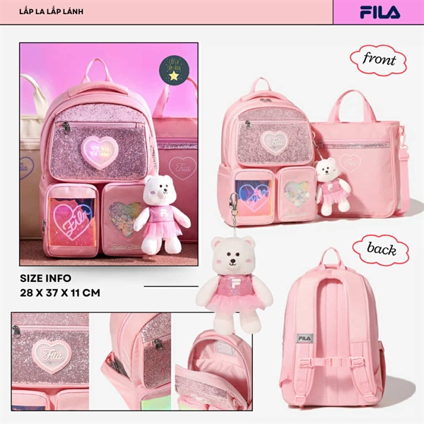 Fila Set balo hồng 3BEG1001FLPK kèm túi