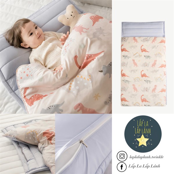 Juhodeco Set ngủ Khủng long cam nền Beige