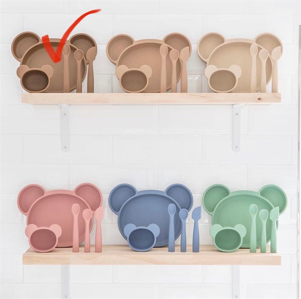 Rocou Set khay ăn Gấu nâu đậm