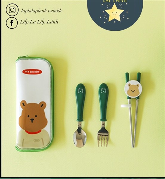 Dailylike Set muỗng nĩa đũa tập gắp Gấu