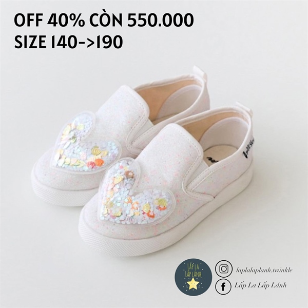Petitshoes Giày trái tim trắng size 150