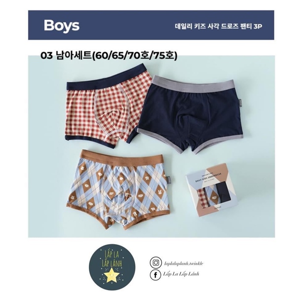 Dailylike Set quần chip Boy 3 size 60 3-4y