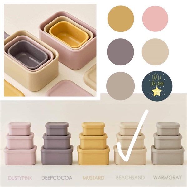 Coaacoaa Set hộp trữ thức ăn 3 dung tích Sand